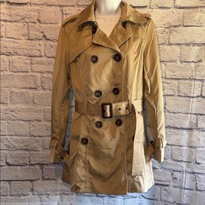 Royalty For Me Beige Double-Breasted Trench Coat Size Small NWOT